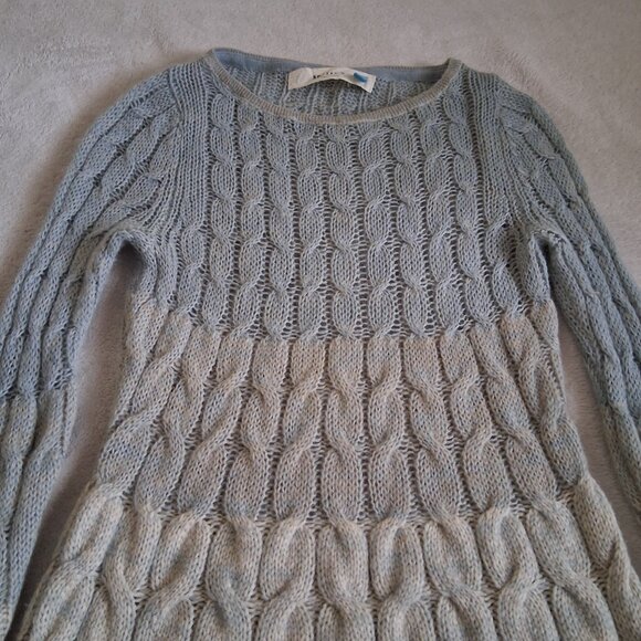 Anthropologie Sparrow XS Blue Ombre Wool Mohair Alpaca Blend Cable Knit Sweater - Picture 5 of 11